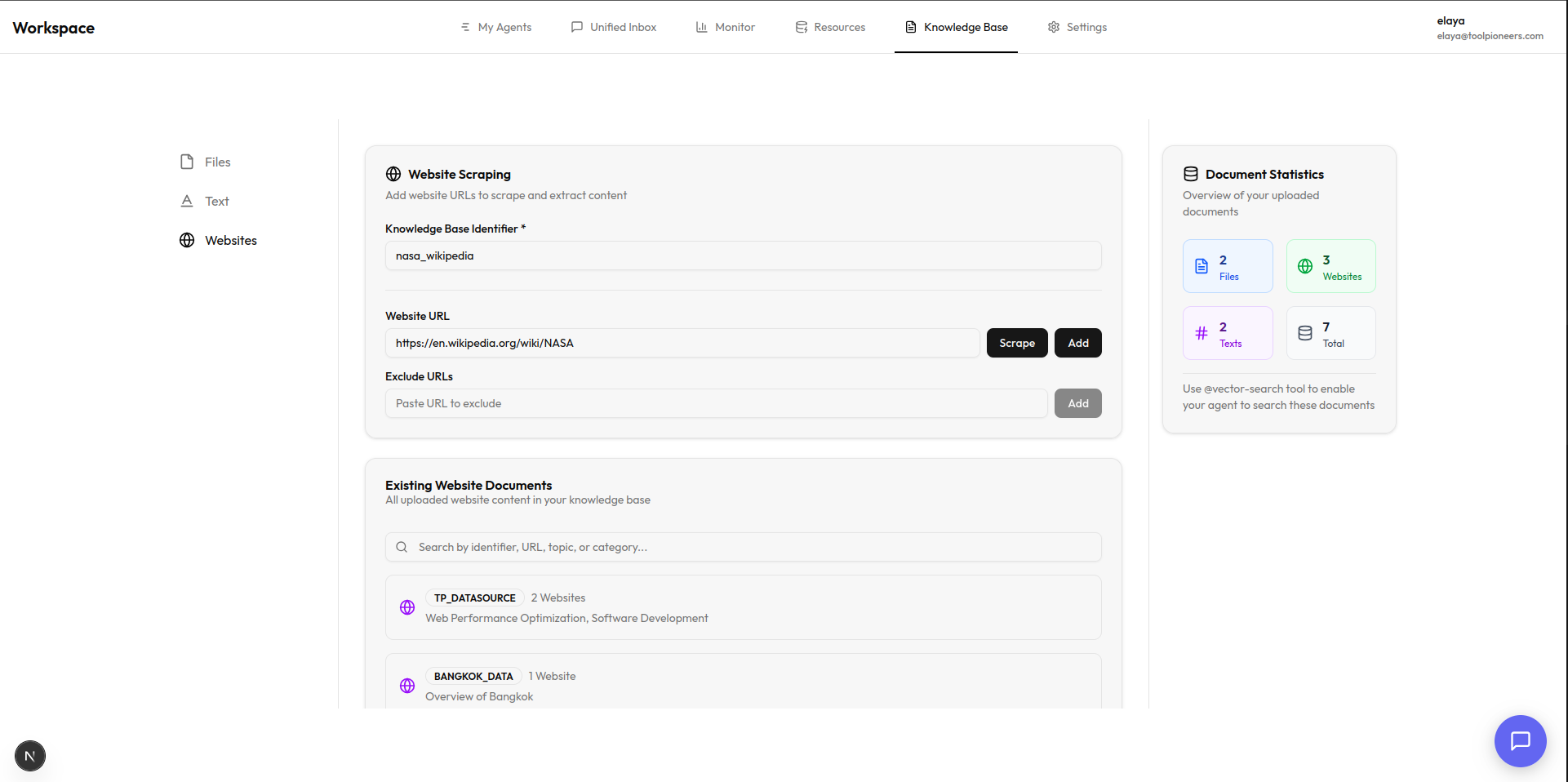 Website Knowledge Base